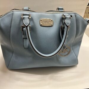 Michael Kors Powder Blue Saffiano Leather Satchel with MK Charm ( See notes)